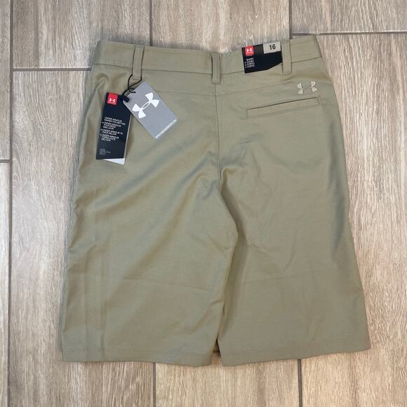 Under Armour Boys Khaki Golf Shorts Size 16 Tan Polyester NWT - Picture 2 of 11